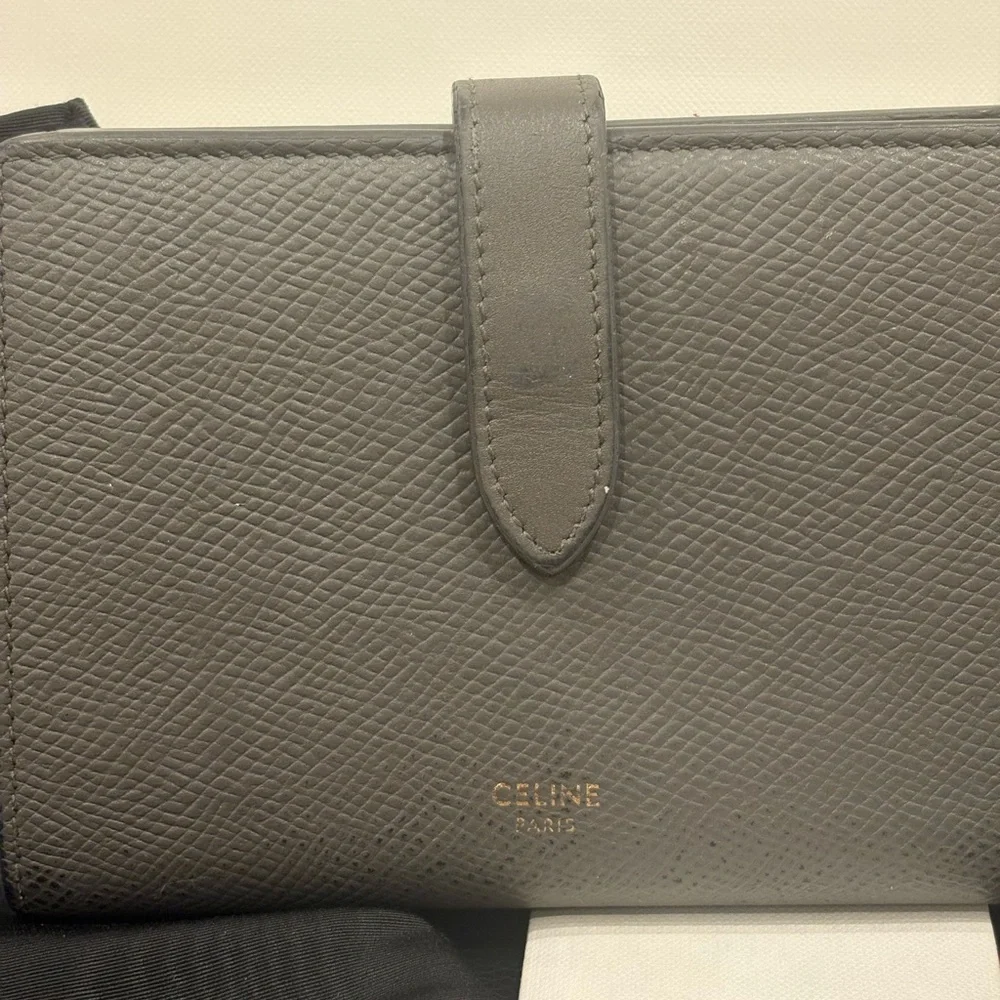 Celine Paris Bi-Fold Wallet – Gray Textured Leather - Picture 3 of 9